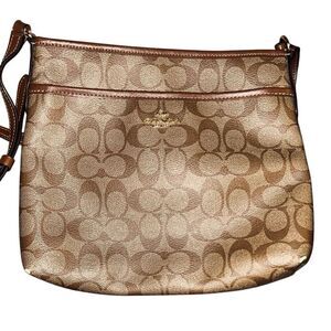 Coach F29210 PVC Leather Canvas Crossbody Shoulder Bag Brown Signature C